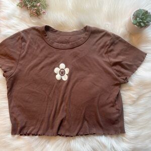 PacSun Smiley Flower Ruffle Baby Tee
